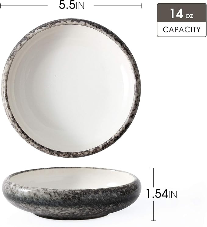 Uaral Serving Dishes,Salad Plate,Japanese Stoneware Appetizer Plate,Set Of 4,5.5 Inch,14 oz(White)