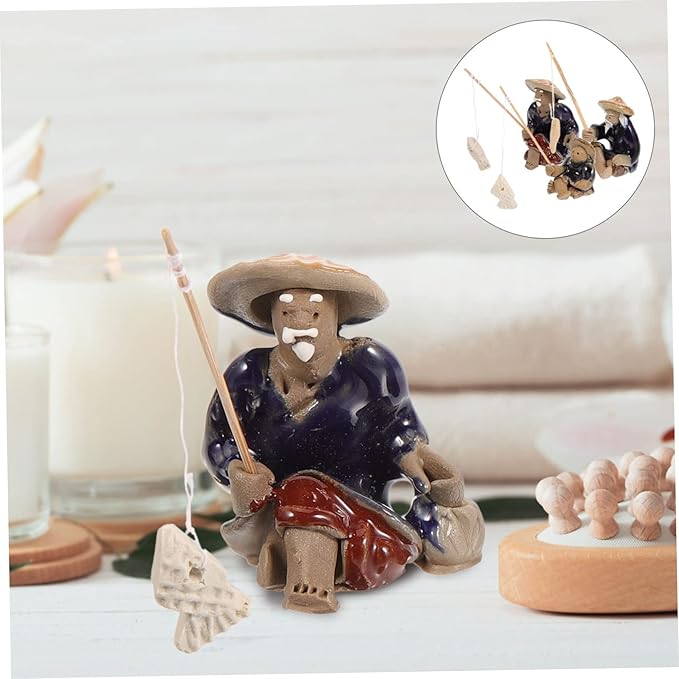 BESPORTBLE 12pcs Fisherman Figurines for Fish Tank Decor Miniature Fisherman Ornaments for Bonsai Landscape Lightweight and Durable Asian Sculpture for Home and Garden