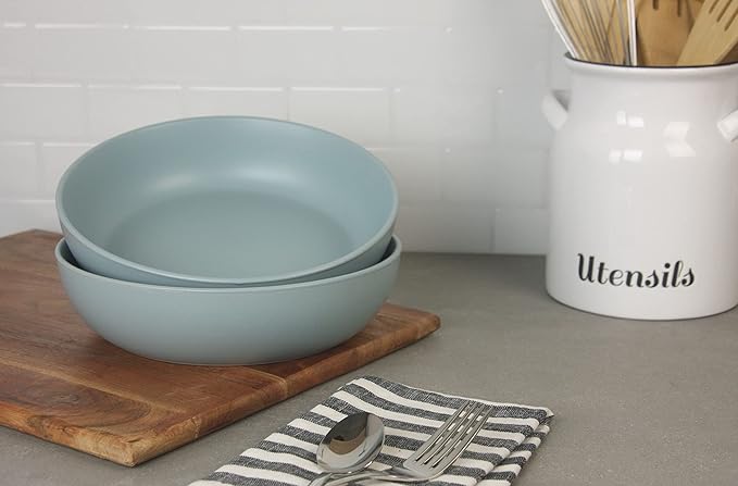 10 Strawberry Street Wazee Matte 9"/48oz Serving Bowl, Set of 2, Mineral Blue