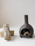 Sculptural Ceramic Incense Holder & Burner, Handmade Textured Clay with Black Glaze, for Sage & Palo Santo, Rustic Natural Centerpiece for Yoga & Meditation