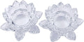 Crystal Lotus Flower Tealight Candle Holder Set of 2, Clear Glass Candlestick Holders, Pillar Votive Candle Holders for Table Centerpiece, Home Décor, Party, Wedding, Dinning