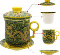 Porcelain Tea Cup with Infuser Lid and Saucer Sets - Chinese Jingdezhen Ceramics Coffee Mug Teacup Loose Leaf Tea Brewing System for Home Office