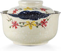 VanEnjoy Microwavable Ramen Bowl with Lid, 25 Oz Japanese Bowl Big Ceramic Japanese Soup Bowl with Lid, Korean Clay Pot - floral