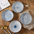 FENGHUI Set of 4 Ceramic Plates, 8 Inch Dinner Plates, Salad Plates, Dessert Plates, Home Dorm Kitchen Dining Room Suitable for use in microwave ovens and dishwashers