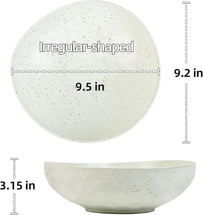 White Speckled Ceramic Decorative Bowl, Textured Stoneware Fruit & Salad Bowl, One-of-a-Kind Handmade Artisan Glaze for Entryway or Kitchen Counter Décor