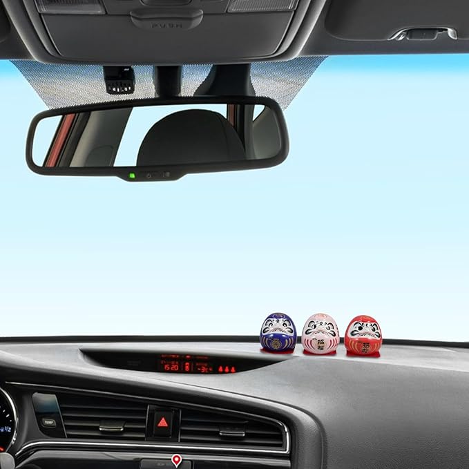 5pcs Japanese Ceramic Lucky Dolls Miniature Figurines Small Dashboard Statues for Car and Home Decoration 4.7cm Sculptures Asian Collectible Ornaments