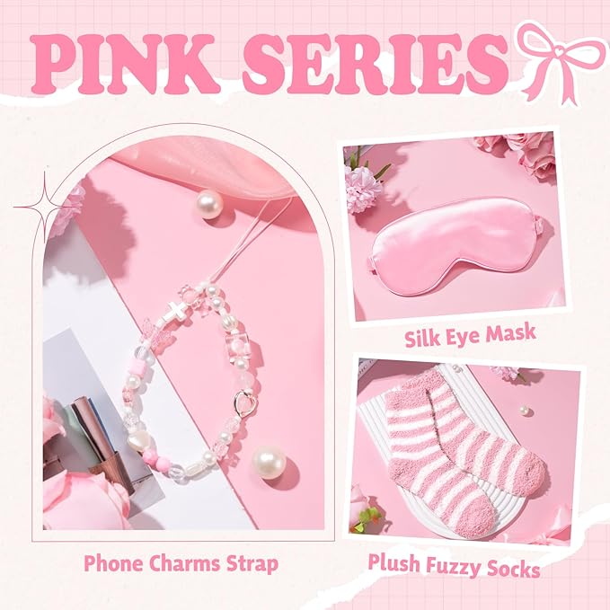 Gift Baskets for Women, 9pcs Birthday Gifts for Teenage Girls, Best Christmas Ideas Box w/Coquette Bow Aesthetic Cup Trendy Stuff for Her Teen Girl Sister Friend Friendship Sweet 16th 18th 21st Bday