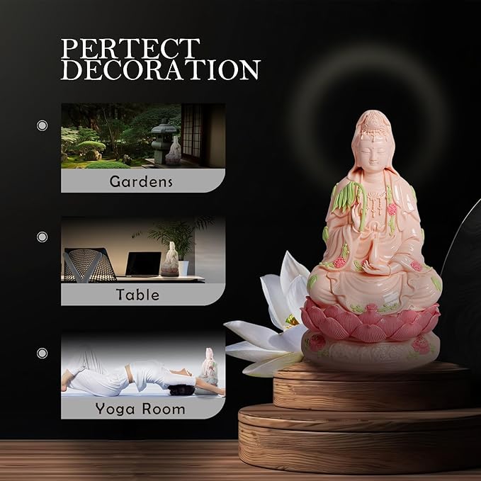 Top Ceramic Guan Yin Statue - Handmade Quan Yin, Kwan Yin, Quan Am, Kuan Yin for Meditation Altar, Female Buddha Statue - Goddess of Mercy and Compassion, Chinese Decor, Chinese Gifts