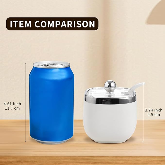 shuqiao Porcelain Condiment Jar Spice Container with Lid - Ceramic Spoon, Plastic Tray is the best clay pot for your home, kitchen, counter. White, 280 ml (9.4 oz), 2-piece set (3, Circle)
