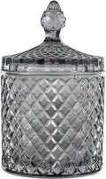 rejomiik Qtip Holder Glass Apothecary Jars with Lid for Bathroom Canisters Dispenser Decor, Storage Organizer for Cotton Swabs, Balls, Pads, Floss Picks, Candy, Grey