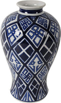 A&B Home 13" Porcelain Blue and White Tall Vase Hand Painted Glazed Ceramic Jar Home Decoration Asian Decor Centerpiece Urn