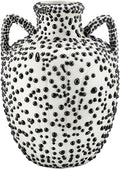47th & Main Small Ceramic Dotted Sculptural Vase, 4.5" Diameter x 4.5" Tall, White/Black