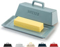 Butter Dish with Lid for Countertop, by Kook, Ceramic Dish Tray with Cover, Kitchen Keeper, Container, Holder (Casper Blue)