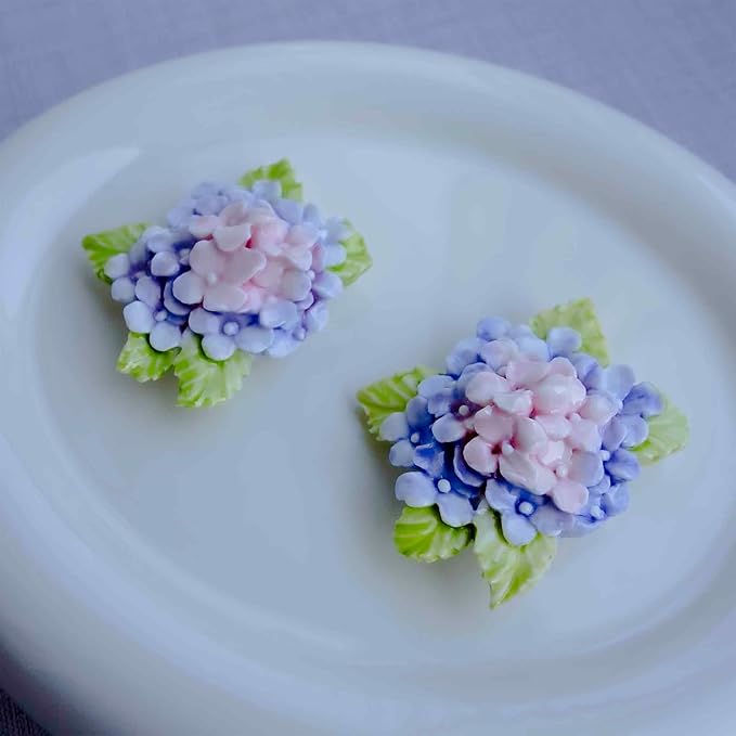 1 Pc Pink and Purple Hydrangea Magnet, Handmade 3D Ceramic Flower Refrigerator Magnet, Hydrangea Gifts for Housewarming