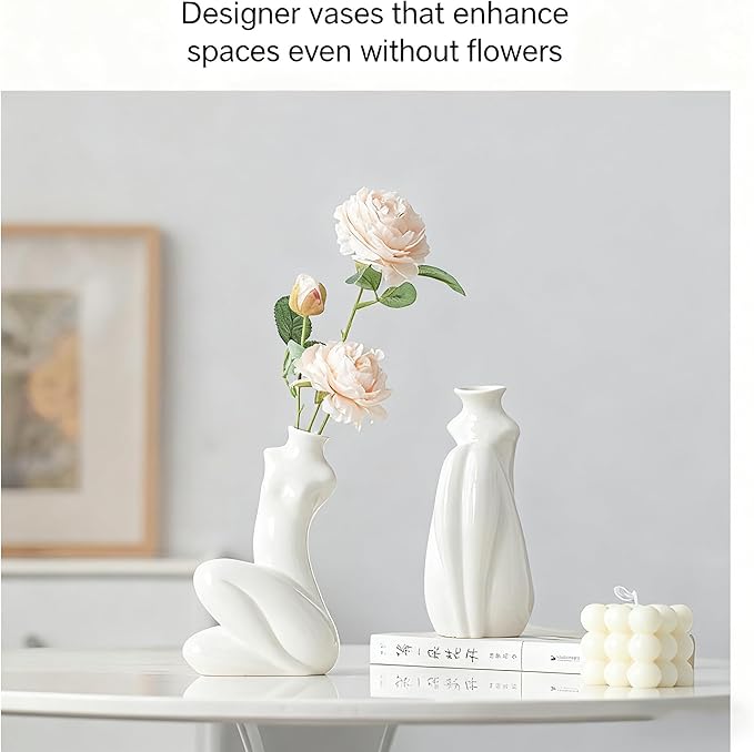 Abstract Female Body Vase - Artistic Butt & Boob Planter Bud Vase, Modern Ceramic Sculpture for Flowers, Funny Unique Home Decor Centerpiece (Akimbo-5.12'' H)