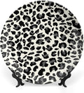 Plates Ceramic Leopard Animal Print Gray And Beige Customize Decor for Club Farmhouse Housewarming Gifts Home Blue And White Plates Unique Art with Stand, Multi Sizes by Choosing, Gifts for Men Women