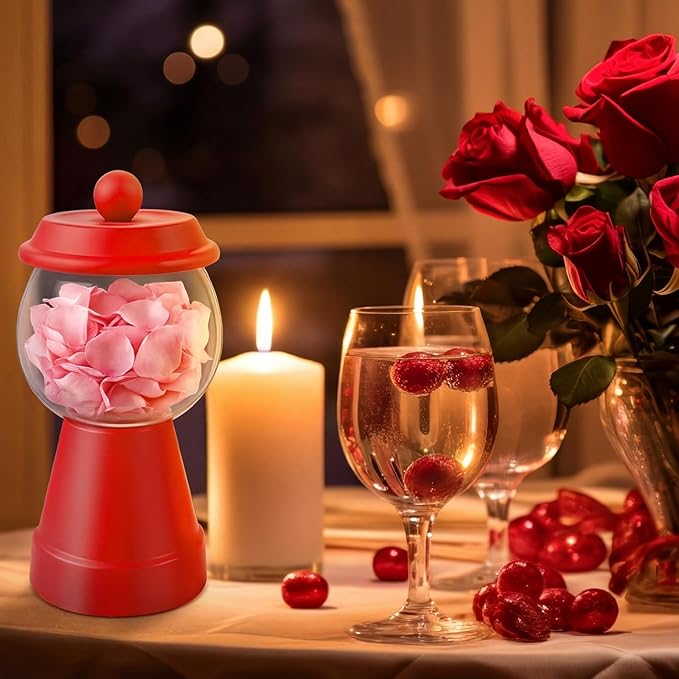 Thyle 27 oz Plastic Candy Jar with Lid Ceramic Candy Jar Food Storage Container for Easter Wedding Party Centerpieces DIY Gifts Game Table Ornament Holder Treats(Red)