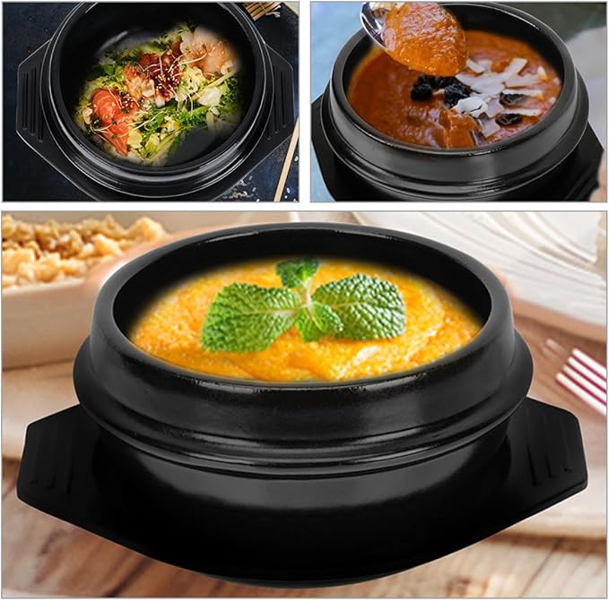 Cabilock Korean Stone Pot Casserole Cookware Stewing Pot Bibimbap Ceramic Soup Lid Korean Hot Kitchen Cooking