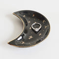 Small Moon Jewelry Dish Tray, Decorative Ceramic Trinket Dish, Modern Accent Tray for Vanity, Black