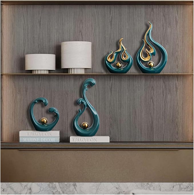 Sculptures Statues Sculpture Decoration White, Modern Abstract Art Sculptures Decoration, Office, Apartment Statues and Sculptures, Ceramic, White (Green Grün)