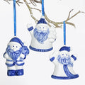 3 Pieces New Year Chinoiserie Ornaments Blue and White Porcelain Ornaments Ceramic Hanging Pendants Chinoiserie Decorations for Tree Wreaths Mantel Decor
