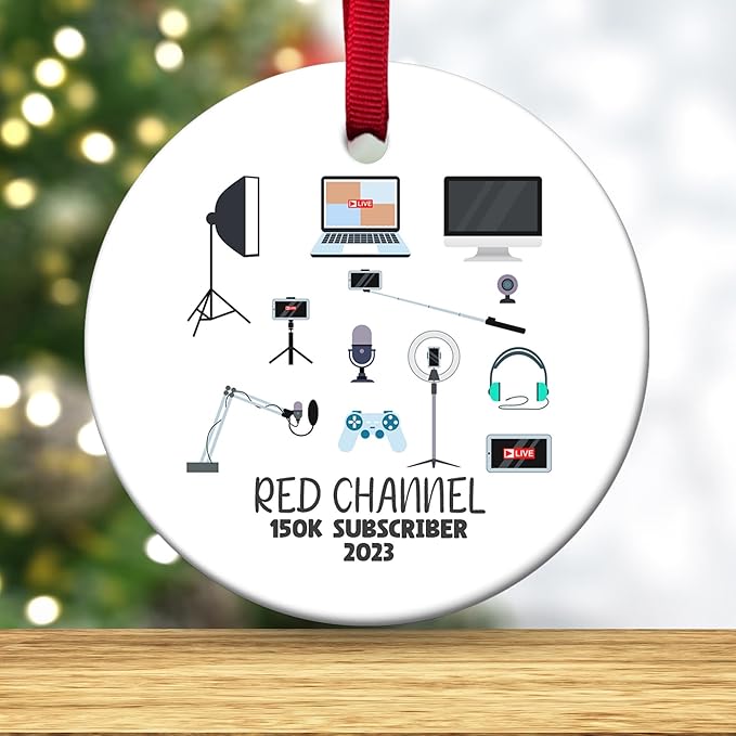 Personalized Social Media Ornament, Influencer Video Creator Christmas Ornament Friends Followers Vlog Vlogger Blogger