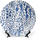 Fashion Plates Blue And White Watercolor Dots Custom Decor for Art Decoration Household Housewarming Gifts Farmhouse Dinner Plates Unique Art with Stand, Multi Sizes by Choosing, Gifts for Men Women