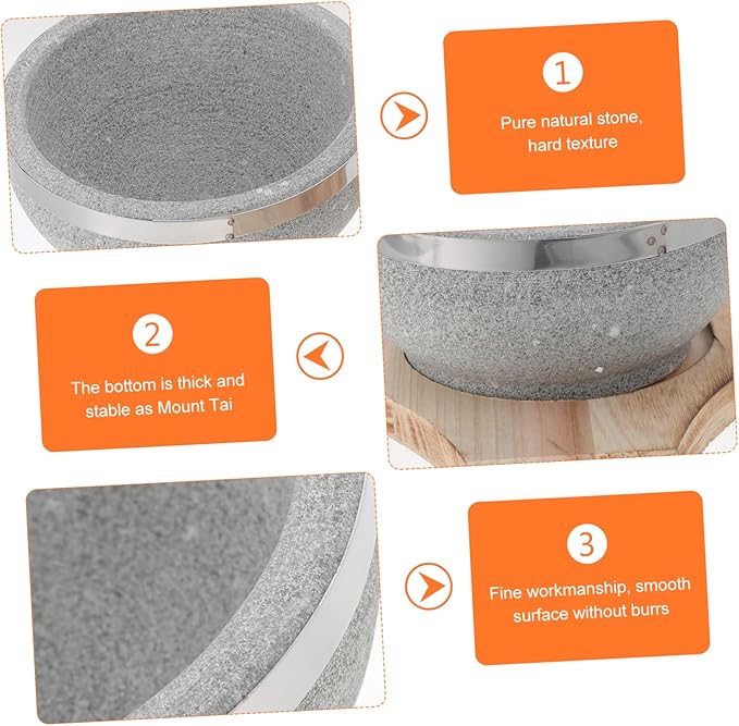Korean Bibimbap Stone Bowl with Tray Dolsot Bowl for Soup and Cooking Kitchenware for Authentic Korean Cuisine for Bibimbap and Stews