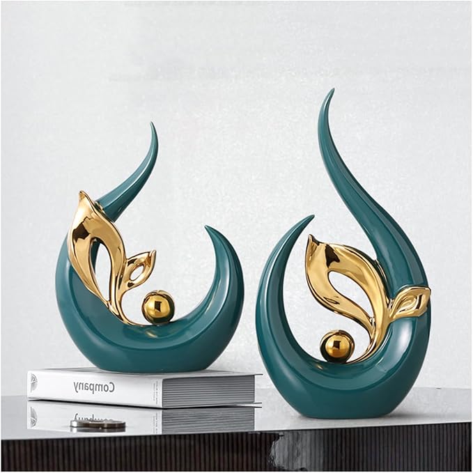 Sculptures Statues Ceramic Sculpture, Modern Decorative Abstract Sculptures, for Office Decorative Items, Decoration Living Room, Bedroom, Apartment, Green