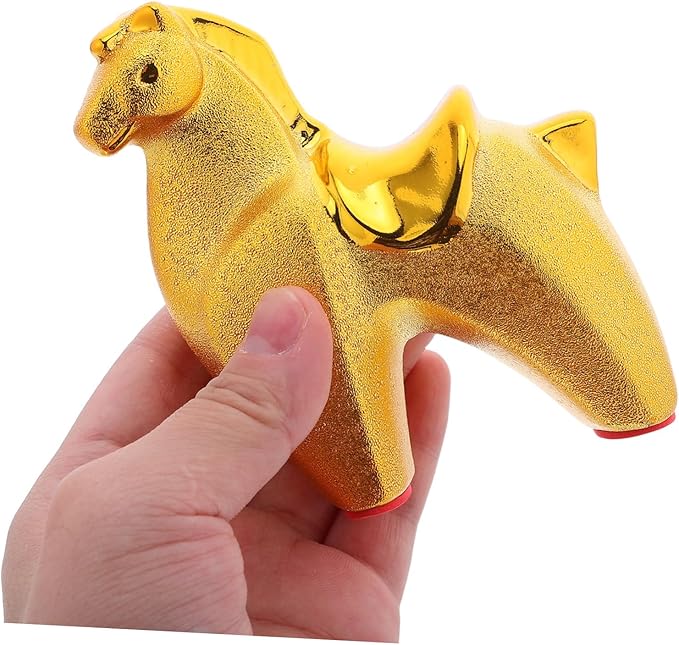 BESPORTBLE Year of Horse Ceramic Sculpture with Stable Base Decorative Animal Figurine for Home Office Desk Intricate Handmade Horse Statue for Prosperity and Refined Home Decor