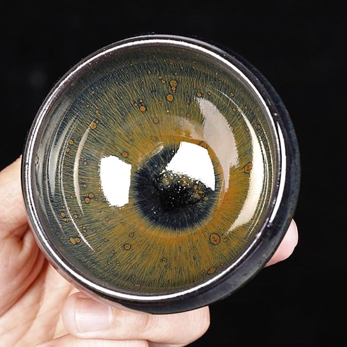 Traditional Japanese ceramic tea bowl, handcrafted with Tenmoku glaze, matcha bowl, tea ceremony cup, Jian ware, master-crafted teacup, Tenmokubowl (Jian ware oil-spot glaze teacup)