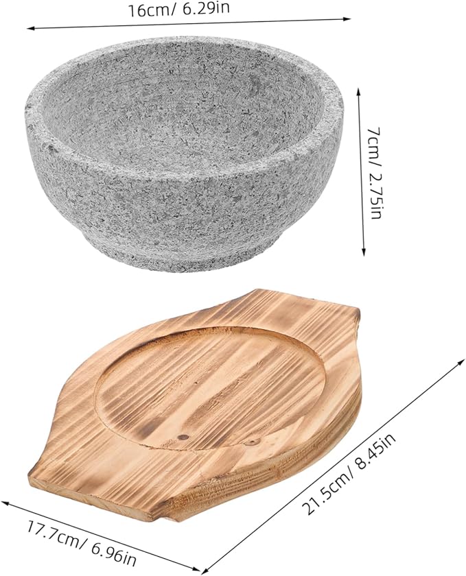 Alipis 1set Korean Stone Pot Bowl Stone Serving Bowl Natural Korean Cooking Soup Pot Heat Transfer Reusable Cuisine