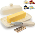 Zulay Butter Dish With Lid For Countertop - Porcelain Ivory, Ceramic Butter Dish with Knob Handle Great for Cooking - Elegant Design Butter Holder - Durable & Sturdy Butter Keeper - Ivory