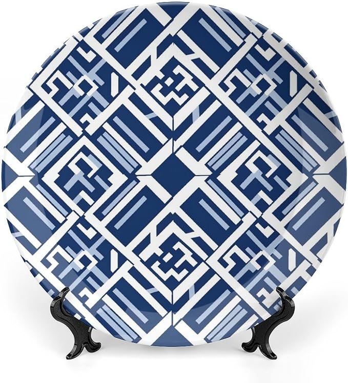 Navy Blue Geometric China Plates for Display Club Table Supplies Wall Display Holiday Party Decorations Custom Gifts for Men Women Halloween, 6", 7", 9", 10"