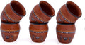 Handmade Traditional Kulhar Kulhad Chai Tea Coffee Mug Cup Cantaritos Set of 6 Glazed Earthenware Glossy Finish Clay Terracotta Artisanal Studio Pottery Mud Brown Food Safe Natural Rustic Eco-Friendly