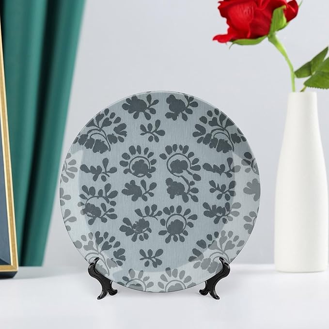 Home Decorations Decorative Plate, Giant Leaf Chinoiserie Blue Customize Christmas Gifts Wall Hanging Decoration for Festival Art Decoration Household Decor, with Display Stand And Hook Up
