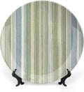 Christmas Plates Ceramic for Display Spring Sage Green Stripes Housewarming Gifts Art Decoration Supplies Wall Art Hanging Plate with Display Stand Personalized Gifts for Men Women, 6", 7", 8", 10"