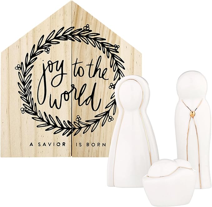 Santa Barbara Design Studio Christmas Figurines - Ceramic Holiday Figures in Keepsake Display Box, Set of 3, Holy Family
