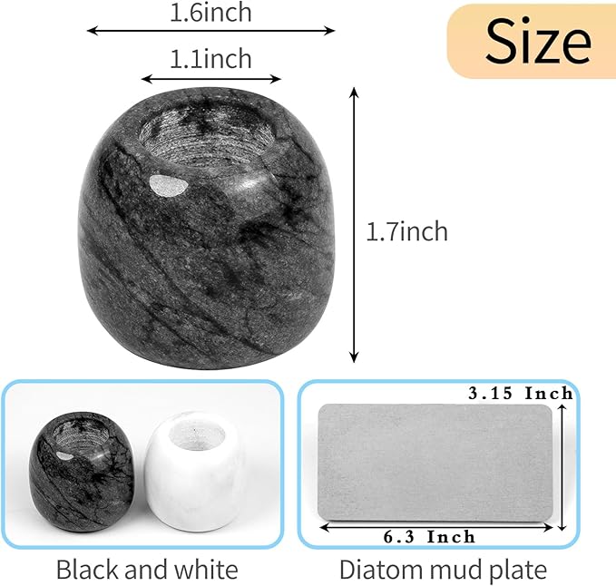 Toothbrush Holders, Marble Toothbrush Holder with Diatomaceous Earth Tray for Bathroom Countertop, Small Toothbrush and Toothpaste Holder Set with A Travel Bag (Black & White Set)