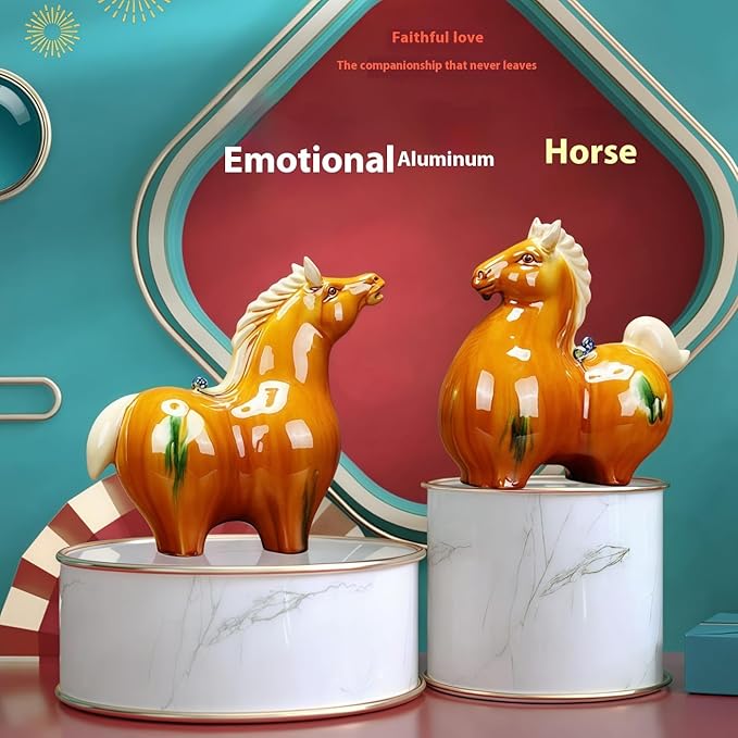 Sculptures/Statues Ceramic Couple Abstract Cute Pony Sculpture Home Decor Crafts Ornaments Emerald Green Head Up