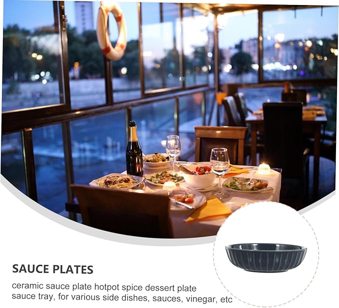2 Pack Ceramic Sauce Dishes Condiment Bowls Lids Sauce Trays for Home/restaurant
