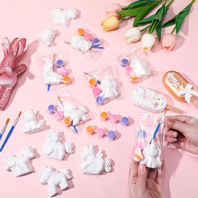 Simgoing 20 Set Unicorn Ceramic Painting Kit DIY Ceramic to Paint Your Own Unicorn Figurines Unpainted Plaster Arts and Craft for Adults Holiday Birthday Party Favors
