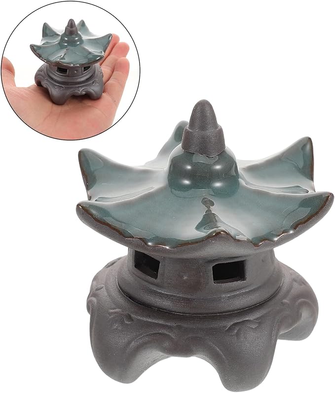 Homoyoyo Ceramic Pavilion Ornament Miniature for Aquarium Décor, Small Bonsai Pavilion Statue for Fish Tank Landscaping, Asian Garden Simulation Sculpture,