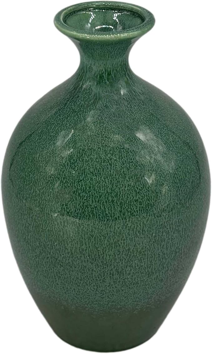 Galt International Green Reactive Glazed Decorative Ceramic Vase, 11 Inch, Green Monochrome, Modern Home Decor