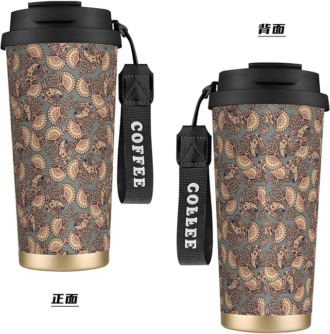Asian Style Floral for Travel Coffee Mug 100% Leakproof 316 Stainless Steel Vacuum Insulated Tumbler with Lid and Straw for Water, Iced Tea or Coffee, Smoothie and More