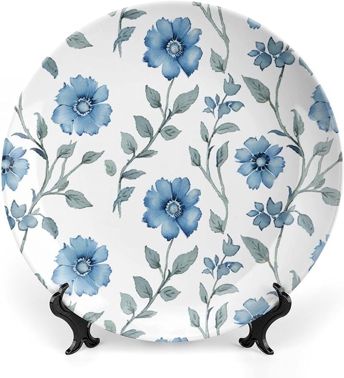 Mughal Flower in Monsoon Ceramic Decorative Plate for Display Display Kitchen Supplies Festival Art Decoration Holiday Party Decorations Personalized Gifts for Men Women Christmas, 6", 7", 9", 10"