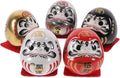 Japanese Ceramic Tumbler Figurine Set 5pcs Miniature Lucky Charm Ornaments for Car Interior and Home Decor, Gold Electroplated Collectible Statue for Wealth and Prosperity