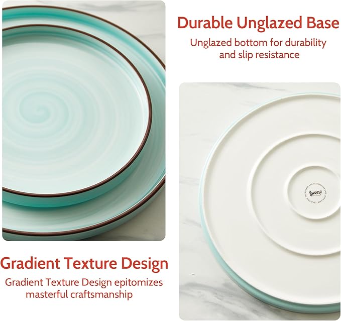 Sweese 7.8 Inch Porcelain Dessert Plates Set of 6 - Gradient Salad Plates, Microwave & Dishwasher Safe, Scratch-Resistant, Elegant High-Edge Design for Appetizers, Cakes, Pasta - Cool Assorted Colors