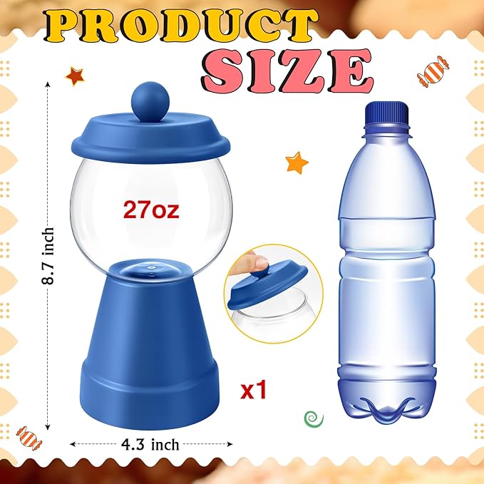 Thyle 27 oz Plastic Candy Jar with Lid Ceramic Candy Jar Food Storage Container for Easter Wedding Party Centerpieces DIY Gifts Game Table Ornament Holder Treats(Blue)