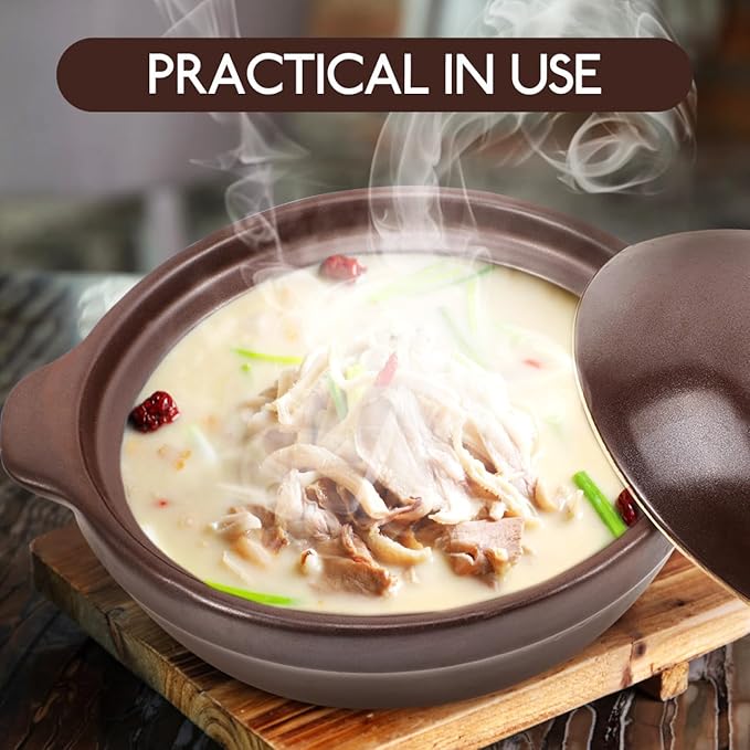 Cabilock Japanese Donabe Clay Pot with Lid, 6.5 Inch Terracotta Ceramic Casserole for Stovetop & Oven, Traditional Earthenware for Cooking Rice, Soup, Stew and Meat